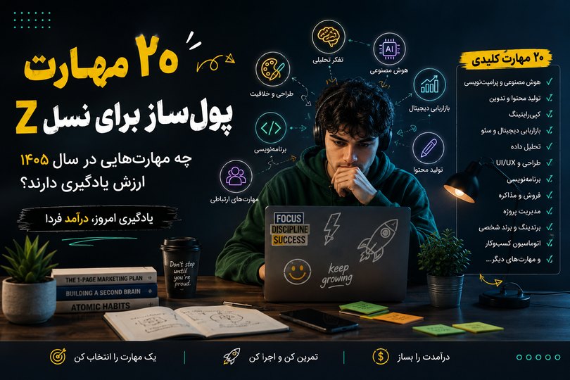 ۲۰ مهارت پولساز برای نسل Z؛ چه مهارتهایی در سال ۱۴۰۵ ارزش یادگیری دارند؟