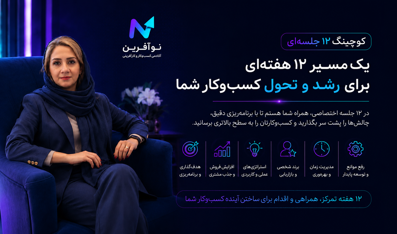 کوچینگ ۱۲ جلسه‌ای کسب‌وکار با نسترن سیار